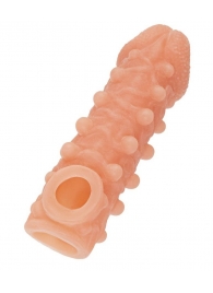 Телесная закрытая насадка с шариками Cock Sleeve Size M - 15,6 см. - KOKOS - в Красногорске купить с доставкой