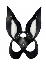 Черная маска зайки с белым мехом на ушках Miss Bunny - БДСМ Арсенал - купить с доставкой в Красногорске