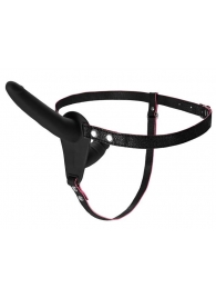 Черный страпон на ремнях с вагинальной пробкой - 15 см. - ToyFa - купить с доставкой в Красногорске