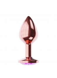 Пробка цвета розового золота с лиловым кристаллом Diamond Quartz Shine L - 8,3 см. - Lola Games - купить с доставкой в Красногорске