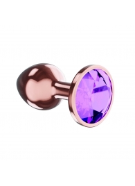 Пробка цвета розового золота с фиолетовым кристаллом Diamond Amethyst Shine L - 8,3 см. - Lola Games - купить с доставкой в Красногорске