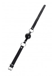 Черный кляп-шар на кожаных ремешках Anonymo - ToyFa - купить с доставкой в Красногорске