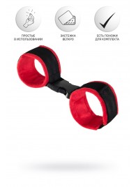 Красно-черные велюровые наручники Anonymo - ToyFa - купить с доставкой в Красногорске