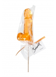 Оранжевый леденец в форме пениса со вкусом аморетто - Sosuчki - купить с доставкой в Красногорске