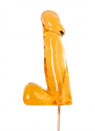 Оранжевый леденец в форме пениса со вкусом аморетто - Sosuчki - купить с доставкой в Красногорске