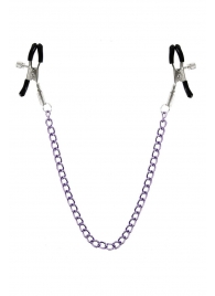 Зажимы для сосков с фиолетовой цепочкой Sweet Caress Nipple Chain - Sweet Caress - купить с доставкой в Красногорске