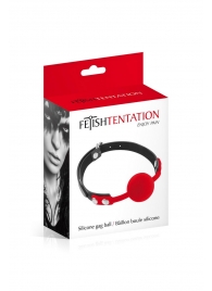 Красный кляп-шарик на черных ремешках - Fetish Tentation - купить с доставкой в Красногорске