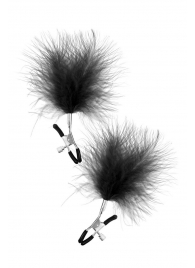 Зажимы на соски с черными пуховыми кисточками Sweet Caress Feather Nipple Clumps - Sweet Caress - купить с доставкой в Красногорске