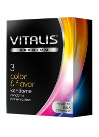 Цветные ароматизированные презервативы VITALIS PREMIUM color   flavor - 3 шт. - Vitalis - купить с доставкой в Красногорске