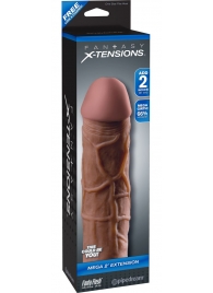 Коричневая насадка Mega 2  Extension - 20,3 см. - Pipedream - в Красногорске купить с доставкой