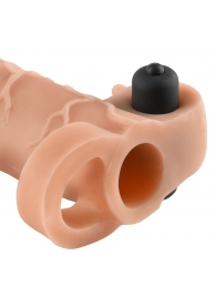 Телесная вибронасадка с кольцом Vibrating Real Feel 2 Extension - 16 см. - Pipedream - в Красногорске купить с доставкой