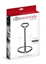 Черная упряжь на тело с шипами на ошейнике - Fetish Tentation - купить с доставкой в Красногорске