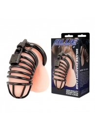 Черная металлическая клетка с замком Deluxe Chastity Cage - BlueLine - купить с доставкой в Красногорске