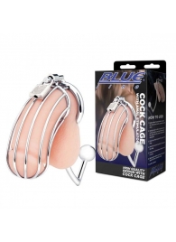 Серебристая металлическая клетка с анальным стимулятором Cock Cage - BlueLine - купить с доставкой в Красногорске