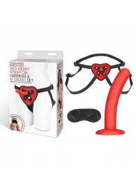 Красный поясной фаллоимитатор Red Heart Strap on Harness   5in Dildo Set - 12,25 см. - Lux Fetish - купить с доставкой в Красногорске