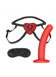 Красный поясной фаллоимитатор Red Heart Strap on Harness   5in Dildo Set - 12,25 см. - Lux Fetish - купить с доставкой в Красногорске