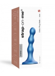 Голубая насадка Strap-On-Me Dildo Plug Balls size S - Strap-on-me - купить с доставкой в Красногорске