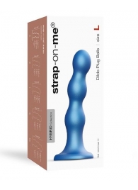Голубая насадка Strap-On-Me Dildo Plug Balls size L - Strap-on-me - купить с доставкой в Красногорске