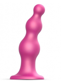 Розовая насадка Strap-On-Me Dildo Plug Beads size L - Strap-on-me - купить с доставкой в Красногорске