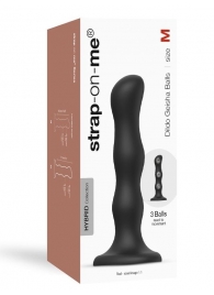 Черная насадка Strap-On-Me Dildo Geisha Balls size M - Strap-on-me - купить с доставкой в Красногорске