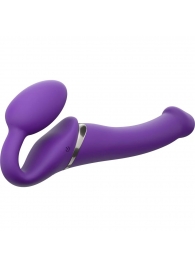 Фиолетовый безремневой вибрострапон Silicone Bendable Strap-On - size M - Strap-on-me - купить с доставкой в Красногорске