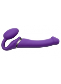 Фиолетовый безремневой вибрострапон Vibrating Bendable Strap-On - size L - Strap-on-me - купить с доставкой в Красногорске