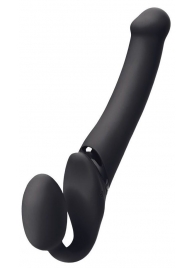 Черный безремневой вибрострапон Silicone Bendable Strap-On - size XL - Strap-on-me - купить с доставкой в Красногорске