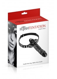Черный кляп-фаллоимитатор Double Penis Gag - Fetish Tentation - купить с доставкой в Красногорске