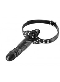 Черный кляп-фаллоимитатор Double Penis Gag - Fetish Tentation - купить с доставкой в Красногорске