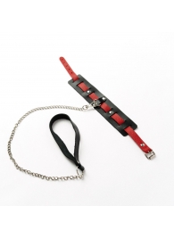 Черный ошейник с красным ремешком и поводком - Crazy Handmade - купить с доставкой в Красногорске