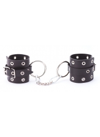 Черные кожаные наручники с люверсами - Crazy Handmade - купить с доставкой в Красногорске