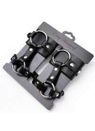 Черные наручники с креплением на кисть руки - Crazy Handmade - купить с доставкой в Красногорске