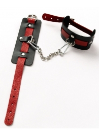 Черные оковы с красным декором и заклепками - Crazy Handmade - купить с доставкой в Красногорске