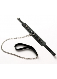 Черный ошейник с шипами и поводком - Crazy Handmade - купить с доставкой в Красногорске