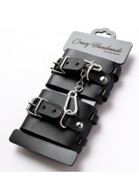 Черные кожаные наручники с ремешками - Crazy Handmade - купить с доставкой в Красногорске