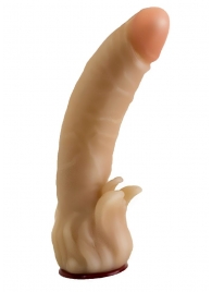 Телесная гелевая насадка-фаллос с клиторальными лепестками - 18,5 см. - LOVETOY (А-Полимер) - купить с доставкой в Красногорске