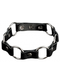 Кожаный черный ошейник с кольцами - Sitabella - купить с доставкой в Красногорске