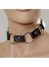 Кожаный черный ошейник с кольцами - Sitabella - купить с доставкой в Красногорске