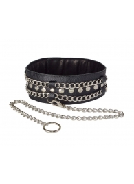 Чёрный ошейник с цепочками и поводком - Sitabella - купить с доставкой в Красногорске