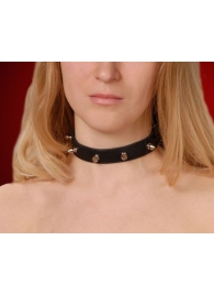 Узкий чёрный ошейник с шипами - Sitabella - купить с доставкой в Красногорске