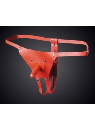 Красные кожаные универсальные трусики со штырьком для насадок - Sitabella - купить с доставкой в Красногорске