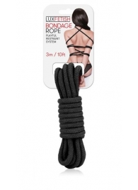Черная хлопковая веревка для связывания - 3 м. - Lux Fetish - купить с доставкой в Красногорске