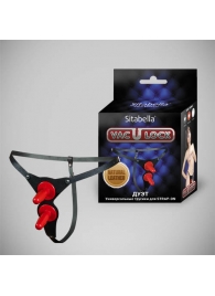 Чёрные кожаные трусики с двумя штырьками для насадок - Sitabella - купить с доставкой в Красногорске