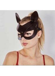 Коричневая кожаная маска  Кошечка - Sitabella - купить с доставкой в Красногорске