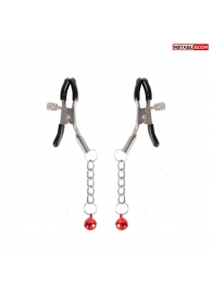 Серебристые зажимы на соски с шариками на цепочках - Notabu - купить с доставкой в Красногорске