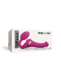 Ярко-розовый безремневой страпон Multi Orgasm Size S с клиторальной стимуляцией - Strap-on-me - купить с доставкой в Красногорске