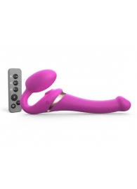 Ярко-розовый безремневой страпон Multi Orgasm Size S с клиторальной стимуляцией - Strap-on-me - купить с доставкой в Красногорске