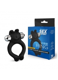Черное силиконовое эрекционное виброкольцо Sex Expert - Sex Expert - в Красногорске купить с доставкой