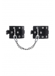 Черные кожаные однослойные оковы с люверсами - Pecado - купить с доставкой в Красногорске