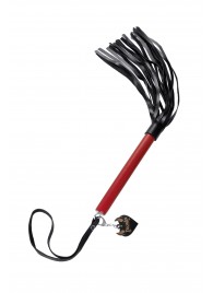 Черно-красная кожаная плеть - 50 см. - Pecado - купить с доставкой в Красногорске